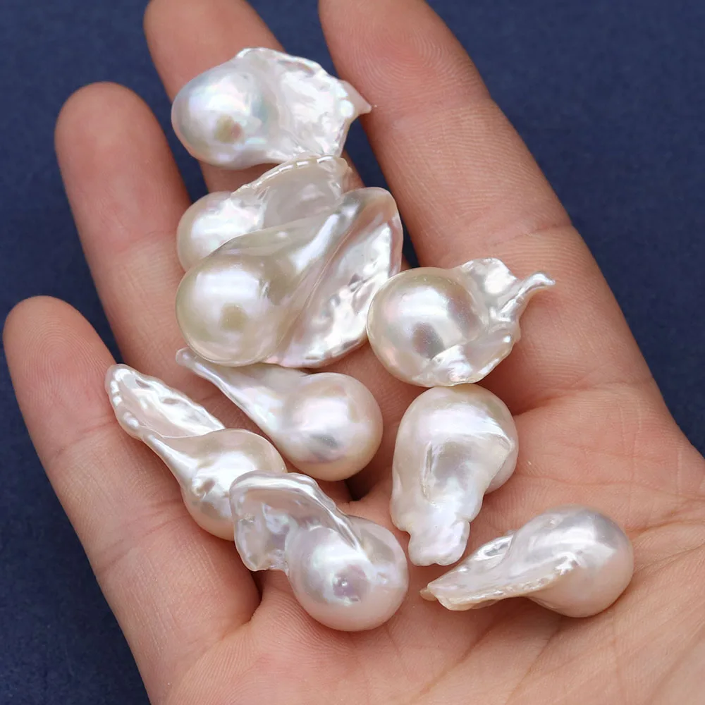 

1pcs Natural Freshwater Pearls Beads White No Hole Tail Beads for DIY Necklace Bracelat Jewelry Making Size 13x23-15x25mm