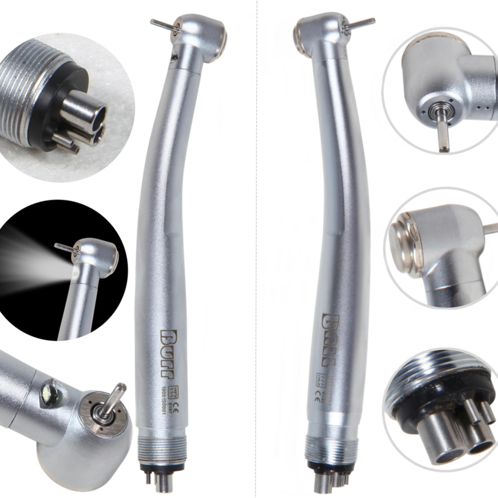 KAVO ทันตกรรมสไตล์ E-Generator LED ไฟเบอร์ออปติก Turbine /No-LED ปุ่มกด Handpiece ความเร็วสูง4รู Burr US สต็อก/Burs