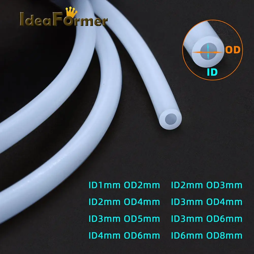 Rurka PTFE 1M 1mm 2mm 3mm 4mm 6mm 8mm Rura teflonowa biała do drukarki 3D z filamentem 1,75 mm/3,0 mm Części Bowden Extruder V5/V6 J-head