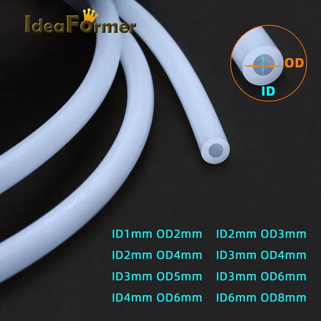 Rurka PTFE 1M 1mm 2mm 3mm 4mm 6mm 8mm Rura teflonowa biała do drukarki 3D z filamentem 1,75 mm/3,0 mm Części Bowden Extruder V5/V6 J-head