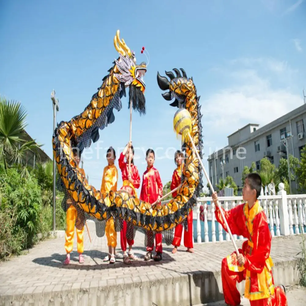 10.3m 10 Children DRAGON DANCE Stage Props Costume  CHINESE Culture Gold-plated Folk Festival Party Hangings