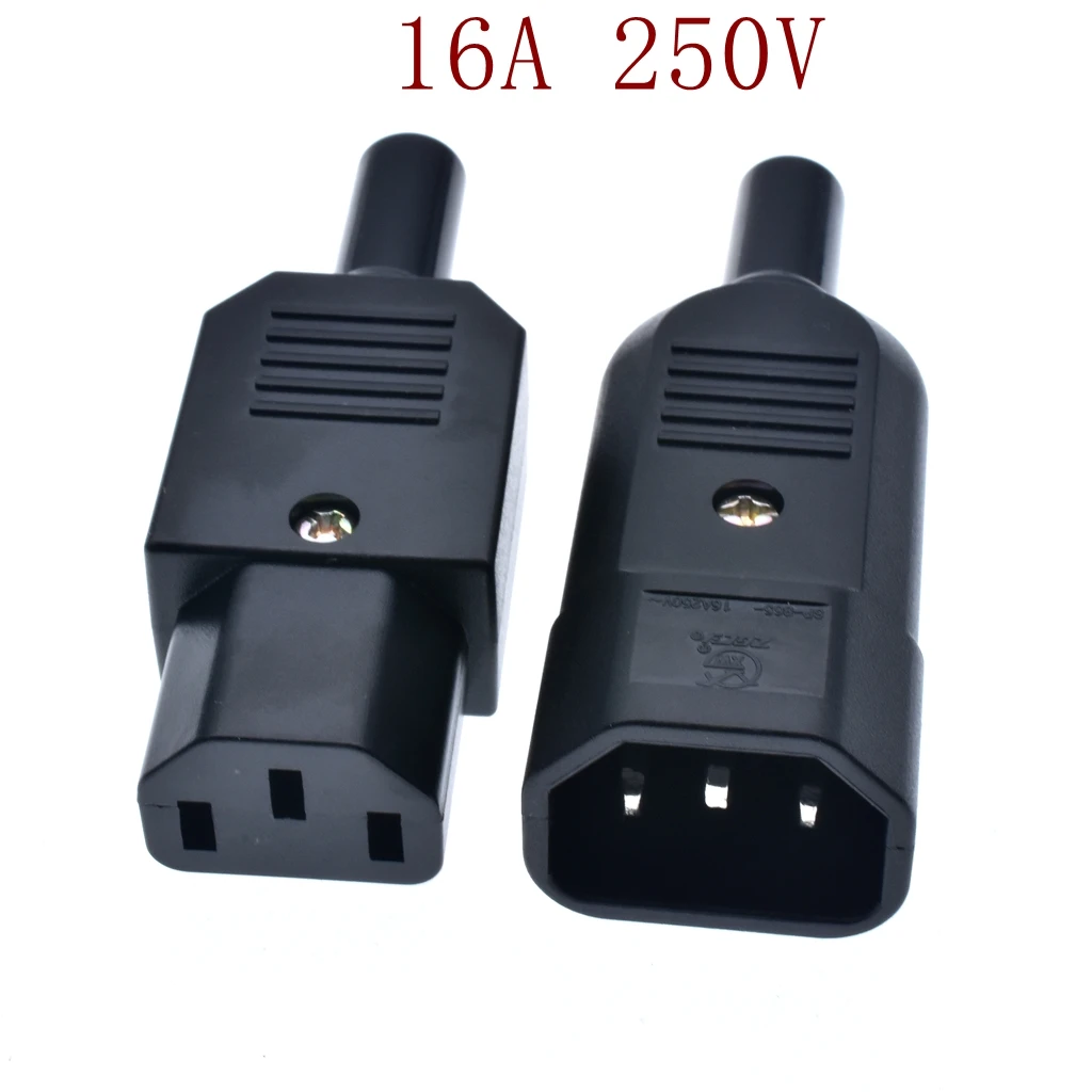 16A 250V IEC Straight Cable Plug Connector C13 C14 Female Male Plug Rewirable Power Connector 3 Pin AC Socket Industrial Plug