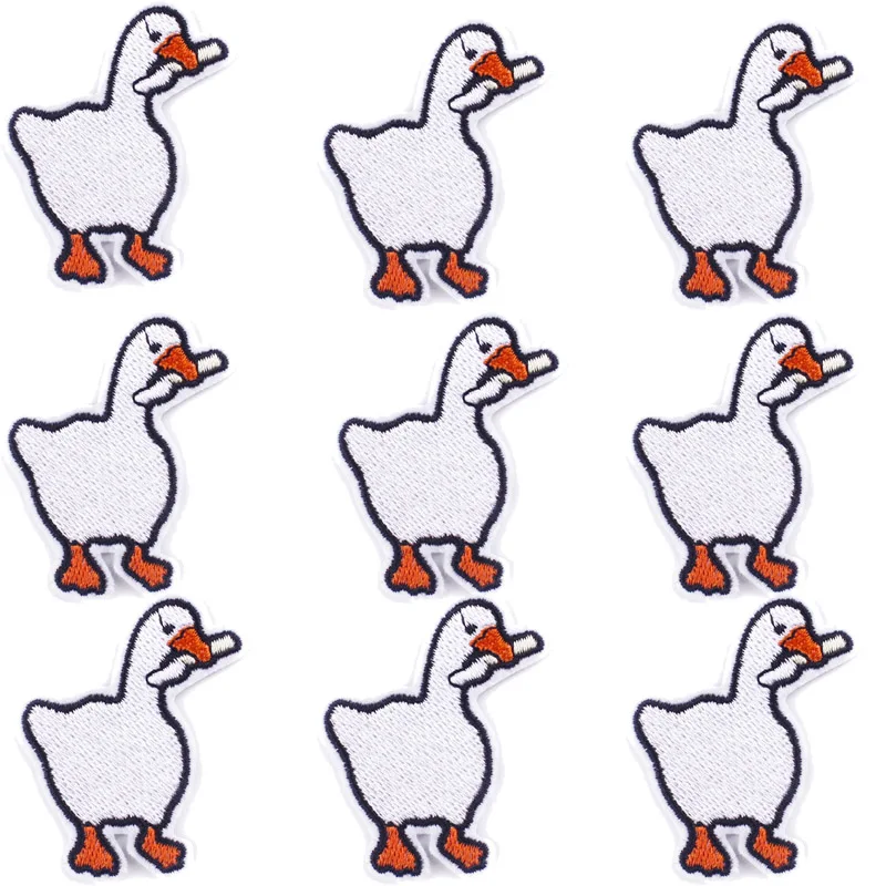 10 PCS Wholesale Cartoon Style Goose Iron On Patches For Clothing Stickers Animal Embroidered Patches On Clothes Badges Stickers