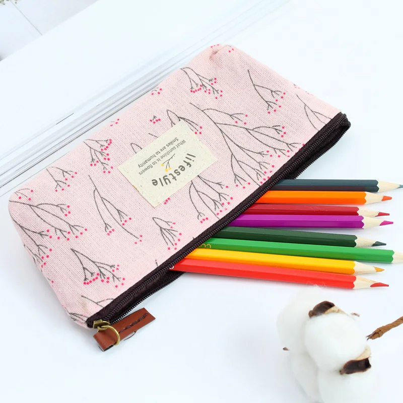 Canvas Pencil Bag Stationery Storage Organizer Pencil Case School Supplies Pencil Case School Box Pencils Pouch Stationery