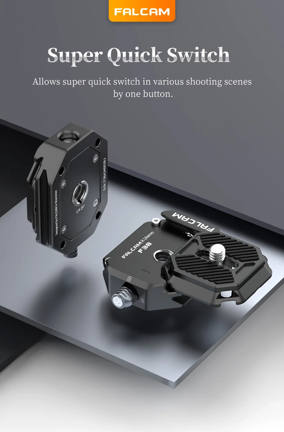 Ulanzi FALCAM F38 Universal Gimbal Arca Swiss Schnellwechselsystem Schnellwechselplatte Klemme Schnellschalter für DSLR-Kamerastativ – Detail 1