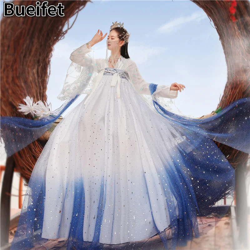 

Traditional Chinese Ancient Fairy Hanfu Dance Performance Costume Classical Princess Folk Dress Han Dynasty Oriental Dance Suit