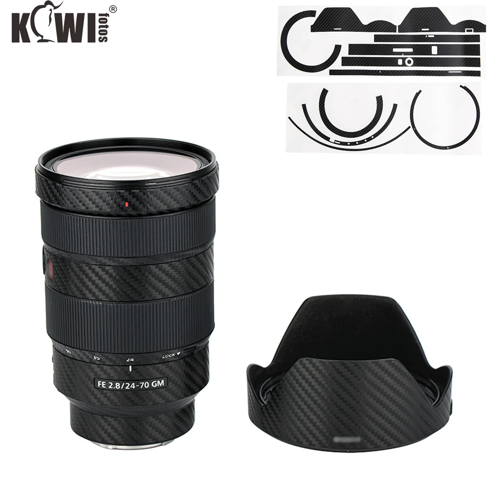 Camera Lens and Lens Hood Cover Skin Sticker For Sony FE 24-70mm f/2.8 GM Lens (SEL2470GM) Cover Protector Carbon Fiber Black