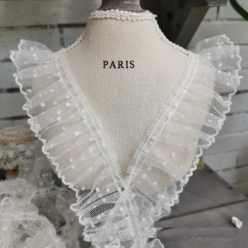 Accessori in pizzo a pois in rete da 3 metri Accessori per la decorazione del collare con polsino fai-da-te Accessori per abbigliamento per bambini