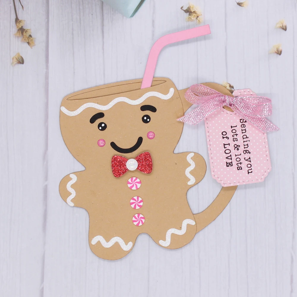 KSCRAFT Gingerbread Man kubek kawy Shaker metalu wykrojniki szablony dla DIY Scrapbooking dekoracyjne wytłaczanie kartki DIY