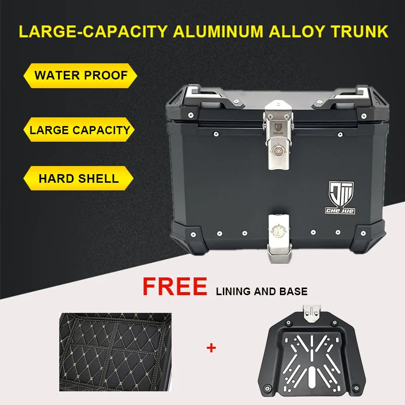 

Motorcycle General Aluminum Alloy Trunk Storage Box Modified Universal Rear Trunk with Universal Chassis 45L Storage Box