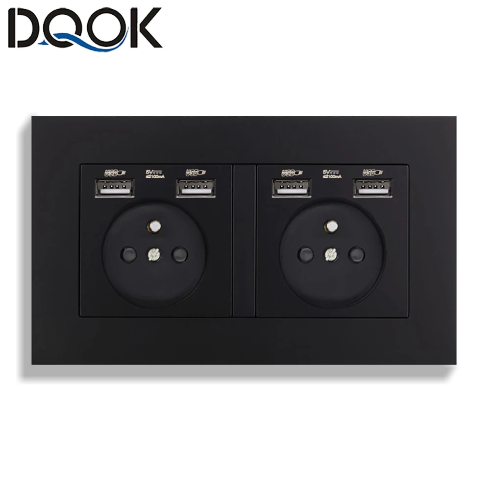 

EU Standard USB socket panel , Double Outlet,16A Quality power panel AC 110~250V 146mm * 86mm,Double frame Wall USB Power Outlet