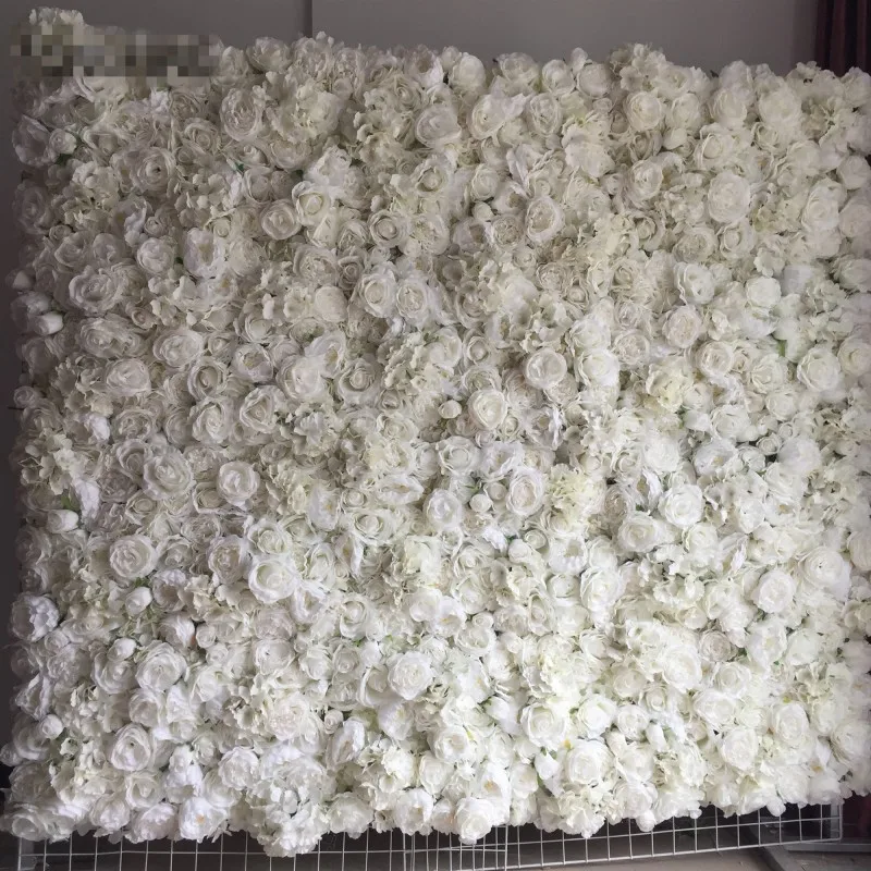 

New WHITE Color 3D Flower Wall Flower Runner Wedding Artificial Silk Rose Peony Wedding Backdrop Decoration