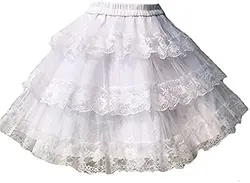 Gonna cosplay vintage dolce bianco/nero Sottogonna in crinolina con sottoveste Lolita gotica in pizzo a tre strati