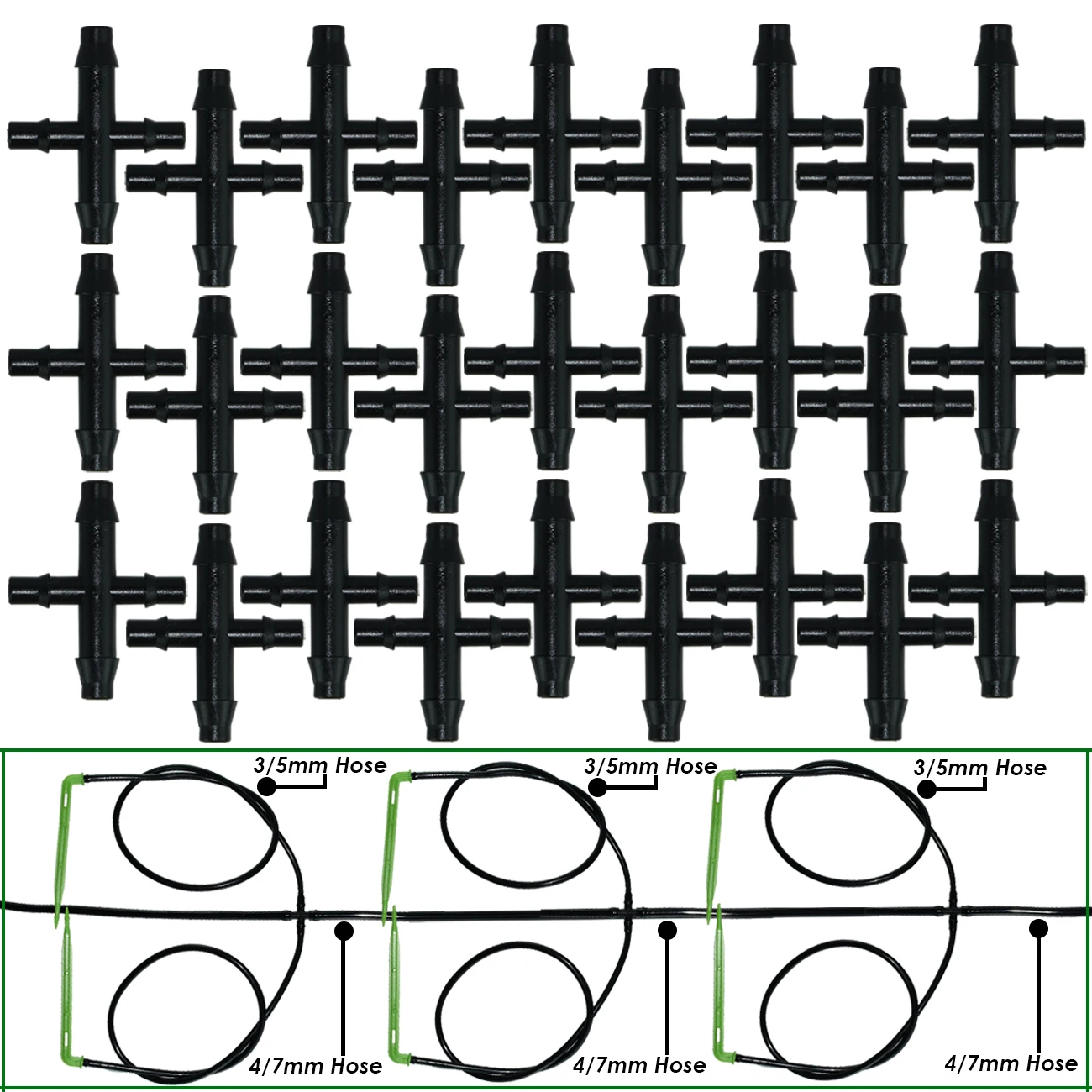 KESLA 50 sztuk 4/7mm do 3/5mm złącze węża skręt strzałka kroplówki Micro kroplówki nawadniania zestaw podlewanie ogrodu oszczędność kroplownik