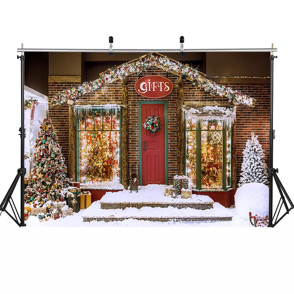 Retro Rustic kayu dooe Christams latar belakang foto Studio hijau karangan bunga salju musim dingin anak dewasa latar belakang fotografi ulang tahun