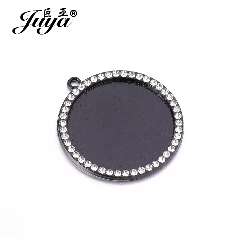 JUYA 5 teile/los 25/30mm Runde Cabochon Einstellung Diamant Handwerk Zubehör Anhänger Basis DIY Schmuck, Die Entdeckungen Für halskette – Detail 10