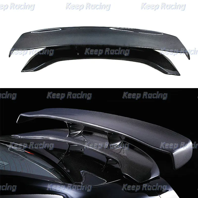 For Nissan R35 GTR VRS Style Hyper Narrow Carbon Fiber GT Spoiler (Use OEM Brake Lights) Glossy Finish Trunk Wing Splitter Lip