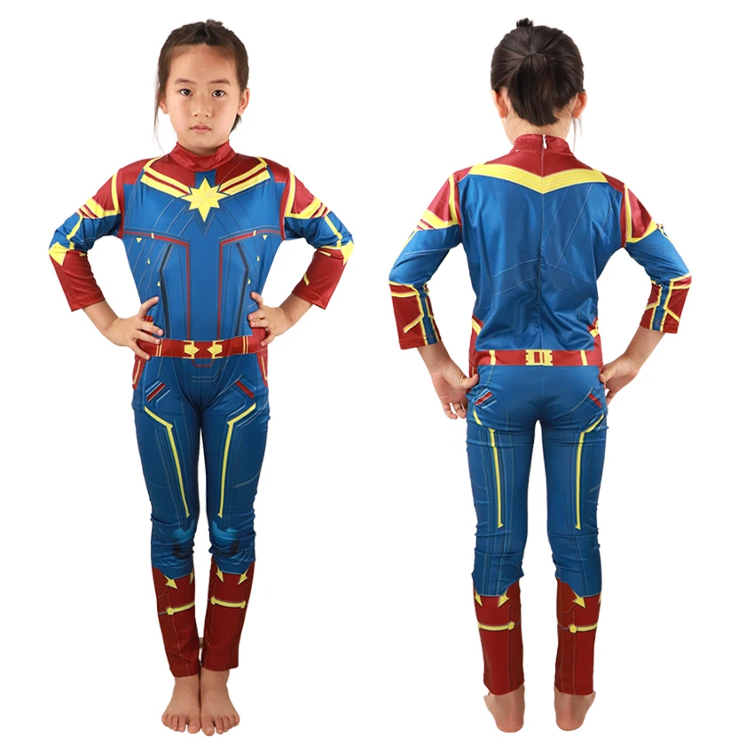 

Superhero Movie Costumes Zentai Girl Jumpsuits Halloween Costume for Kids Captain Cosplay Anime Bodysuit Carnival Clothes Dress