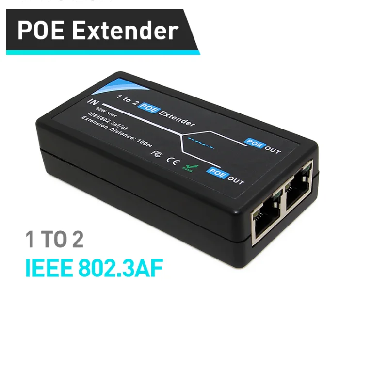 2 Port PoE Extender IEEE802.3af Poe Extender untuk Ip Port Max Extender Transmisi 120M Untuk Kamera Ip
