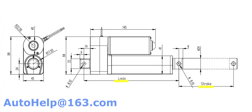 맞춤형 전기 선형 액추에이터, 스트로크 40 mm/s 속도, 4000N 400KG 880LBS 부하, 350mm, 400mm, 450mm, 500mm, 550mm