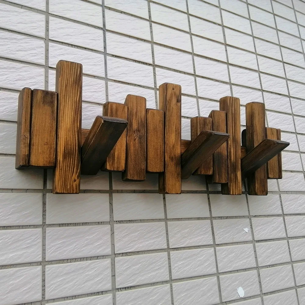 Wooden Coat Rack Wall Clothes Rack Hanger Wall Mounted Clothes Hanger Rack,  Wall Hanging Hanger Clothes Hook Rustic Home Decor