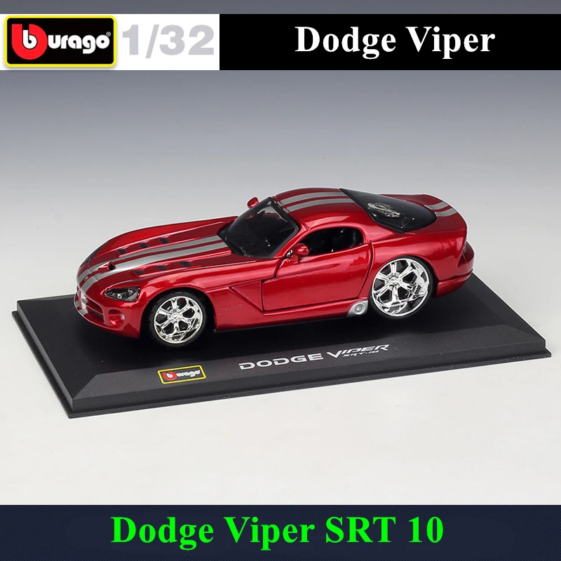 Bburago 1:32 Dodge Viper SRT 10 simulation alloy car model plexiglass dustproof display base package Collecting gifts