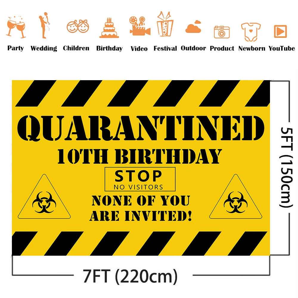 Photo backdrop Quarantine None of you are invited birthday baby shower party background photophone photocall decoration supplies