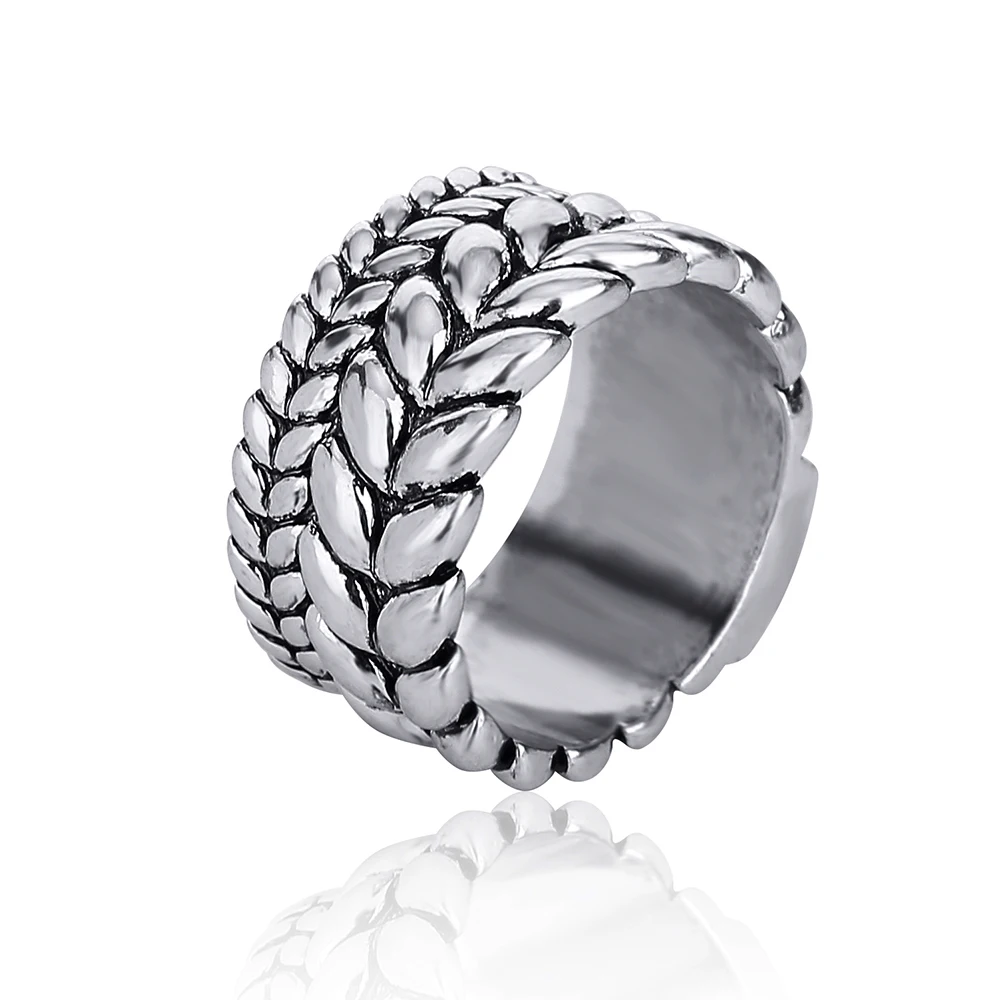 Fashion Tire Pattern Men\'s Buddha Chain Link Finger Ring Ancient Silver color Jewelry To Women Gift Drop Shipping