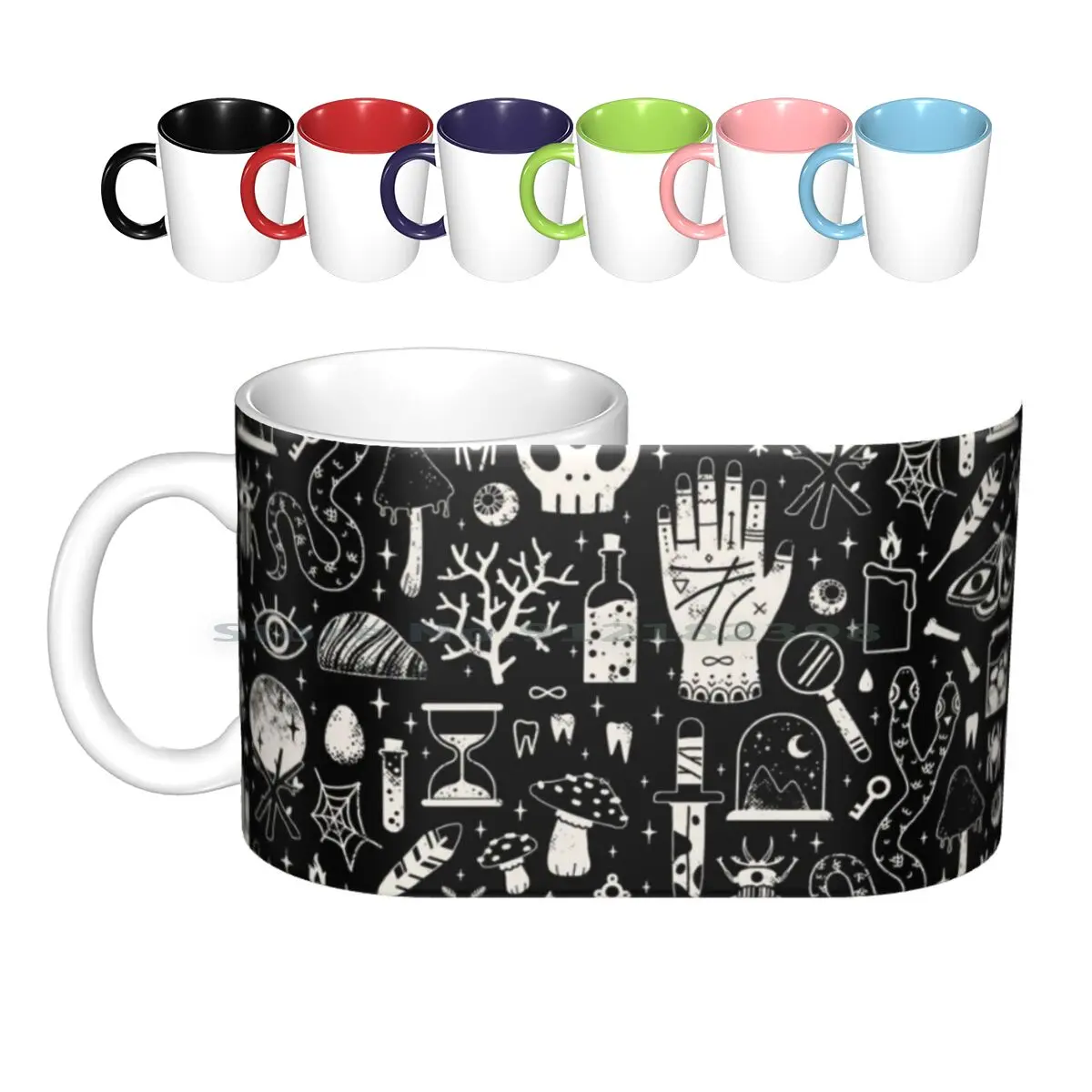 Curiosities : Bone Black Ceramic Mugs Coffee Cups Milk Tea Mug Cabinet Of Curiosities Wunderkammer Witch Witchy Spooky