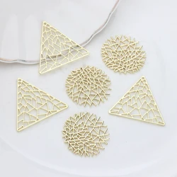 Zinc Alloy  Metal Hollow Geometric Triangle Round Charms 6pcs/lot For DIY Fashion Jewelry Making Accessories