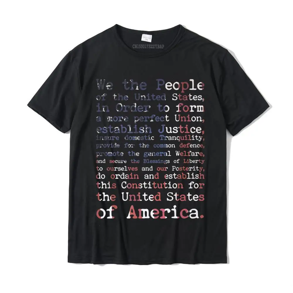 United States Constitution Preamble on American Flag shirt Geek Cotton Men Tops T Shirt Custom Prevalent Tshirts