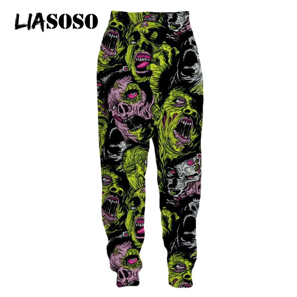 

LIASOSO Monster Face 3D Print Men's Jogging Sweat Pants Loose Oversized Sweatpants Streetwear Men Women Breathable Clothing