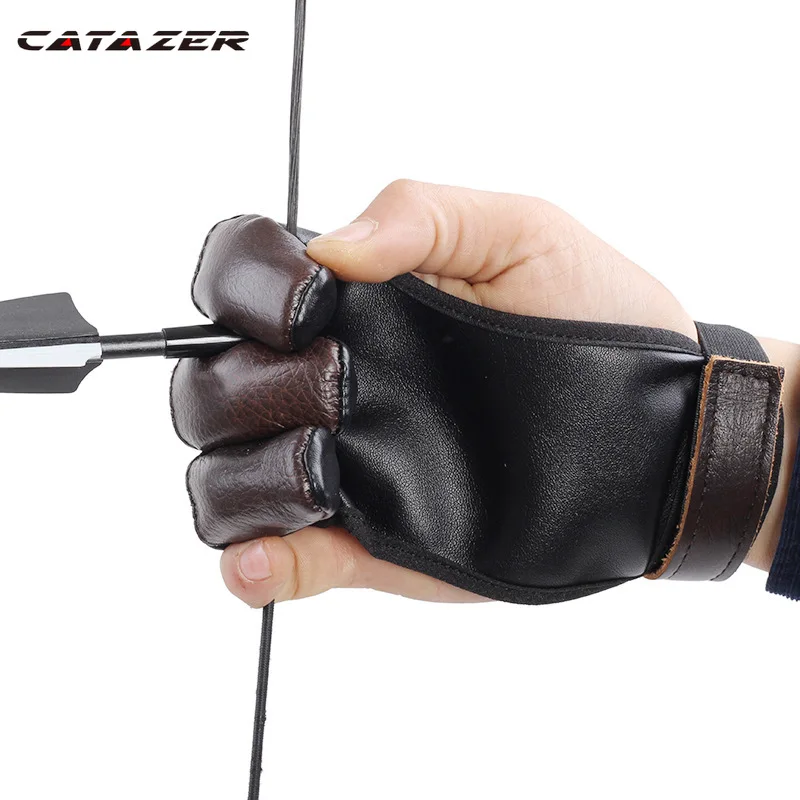 

Archery Equipment Accessories Meihun Recurve Straight Pull Bow and Arrow Three-finger Leather Finger Gloves