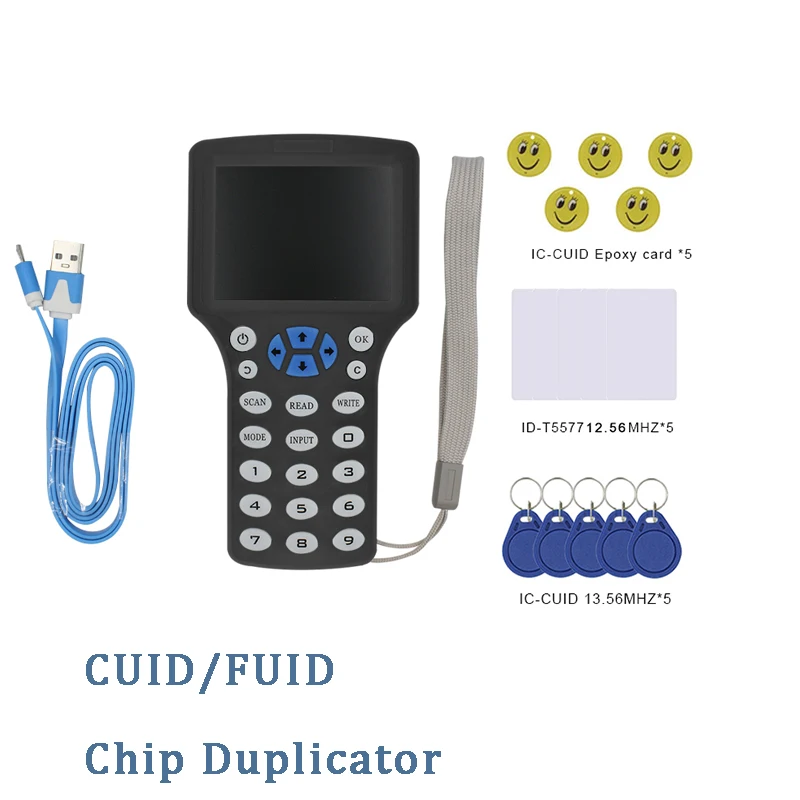 

English New Replicator RFID Duplicator 13.56Mhz NFC Smart Chip Card Reader CUID/FUID Keychain Writer Encryption Crack Copier