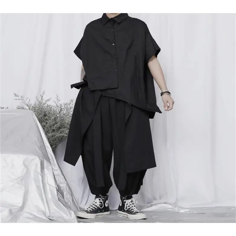 Men's Pants Original Double-Layer Design Popular Men's Casual Pants Japan Yamamoto Style Niche Loose Wide-Leg Pants 9 Point