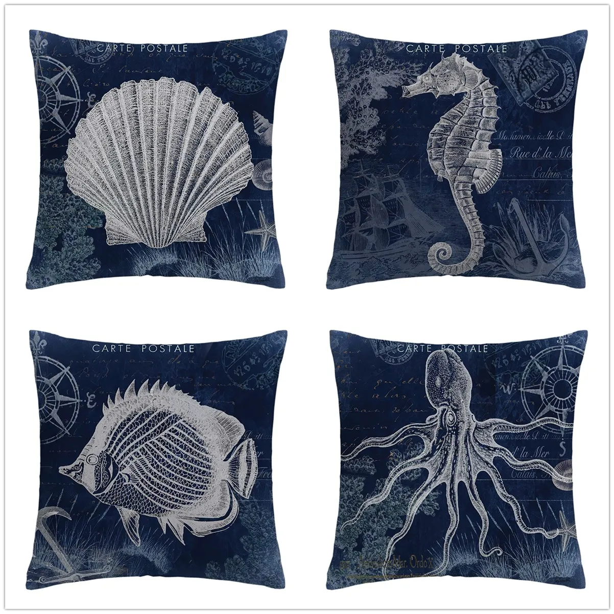 Blue conch scallop Plush pillowcase, sofa cushion cover for home improvement, home decoration pillowcase， pillows decor home