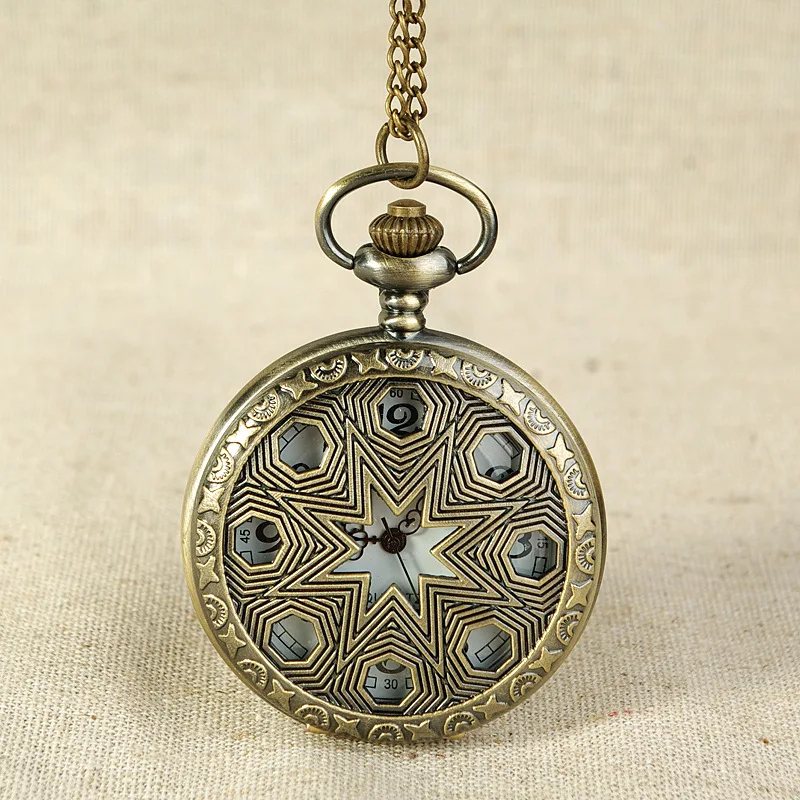 inside six five-pointed star clamshell pocket watch retro pocket watch