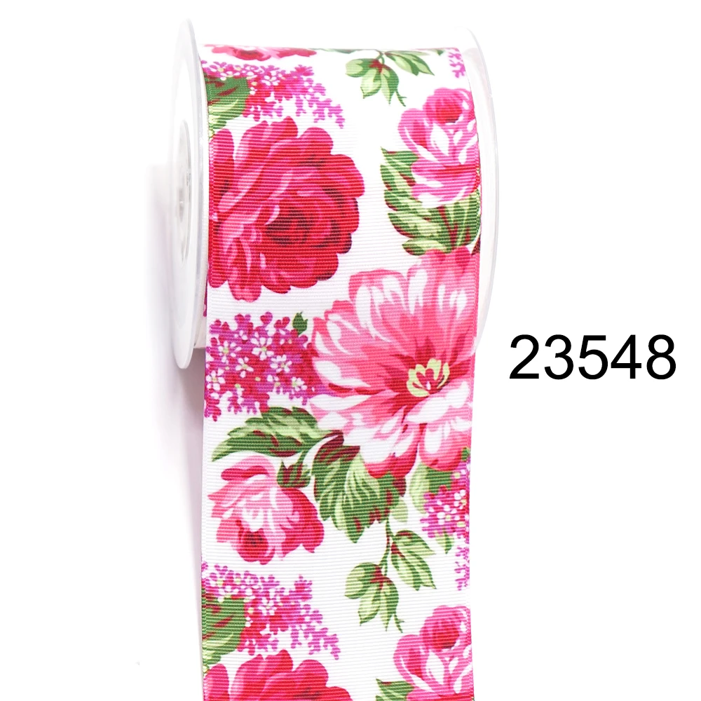 DIY Cartoon Flower Printed Grosgrain Ribbon For Craft Supplies Sewing Accessories 5 Yards. 23548