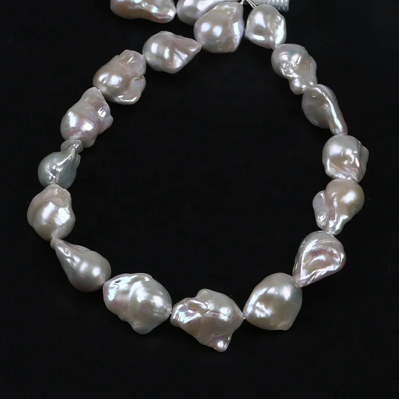 

Top quality 14-20mm natural white baroque freshwater pearl strand loose fireball pearl beads for making jewelry