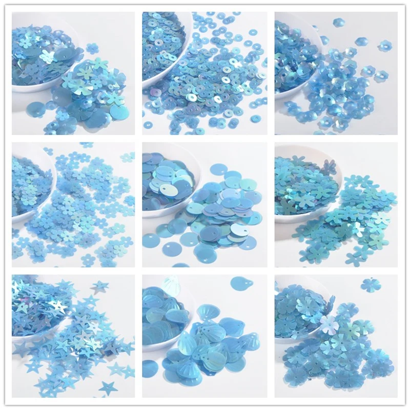 10g Matte Denim Blue Sequin Flower Plum Star Shell Shape Sequins Paillettes Wedding Confetti  DIY Handcraft Sewing Accessories