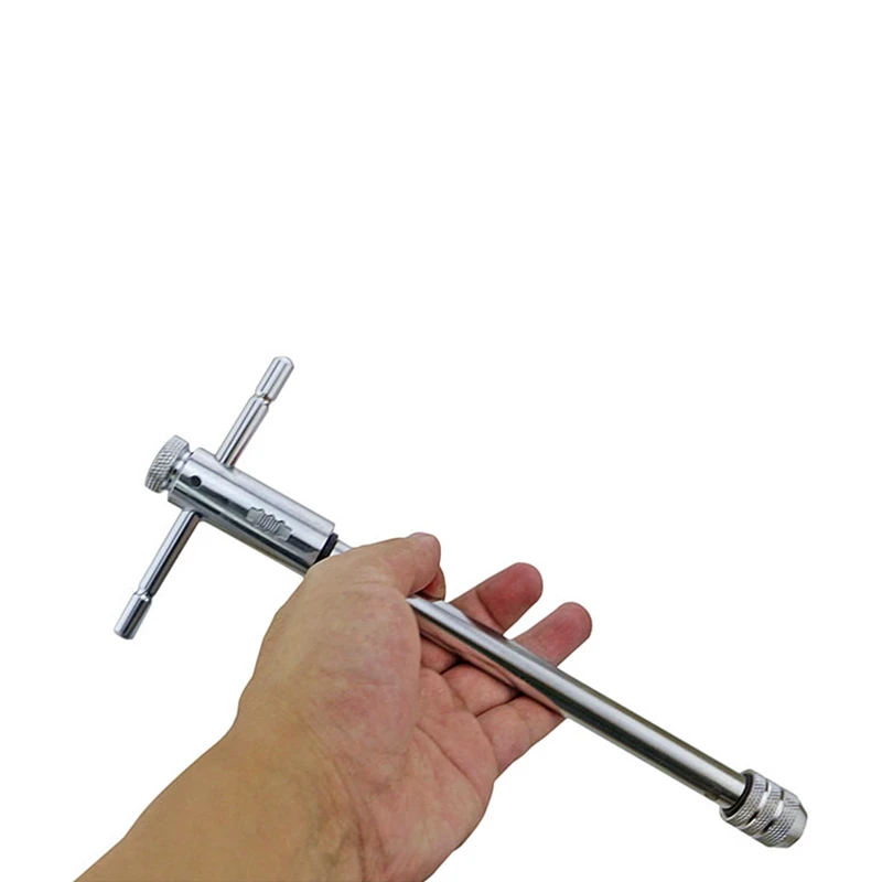 Adjustable Ratchet Threaded Rod Wrench Screw Tap Holder Tool M3-M8 Extension Long Handle