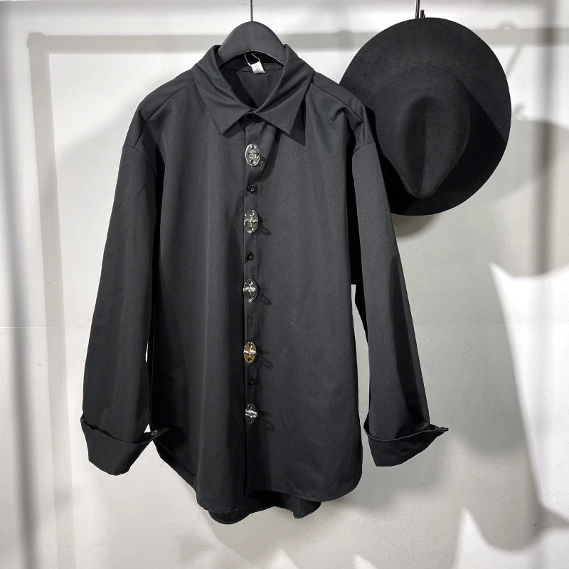 Owen Seak Men Casual Shirts High Street Style Men's Clothing Spring Male Autumn Black Long Sleeve Shirts