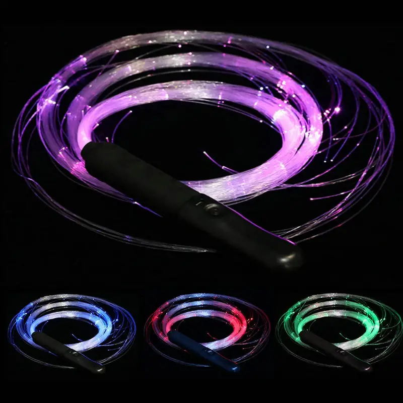 

USB Chargeable Colorful Disco Dance Whip Party Led Fiber Optic Dancing Whips Glowing Flash hand rope Sparkle flow toy Light up