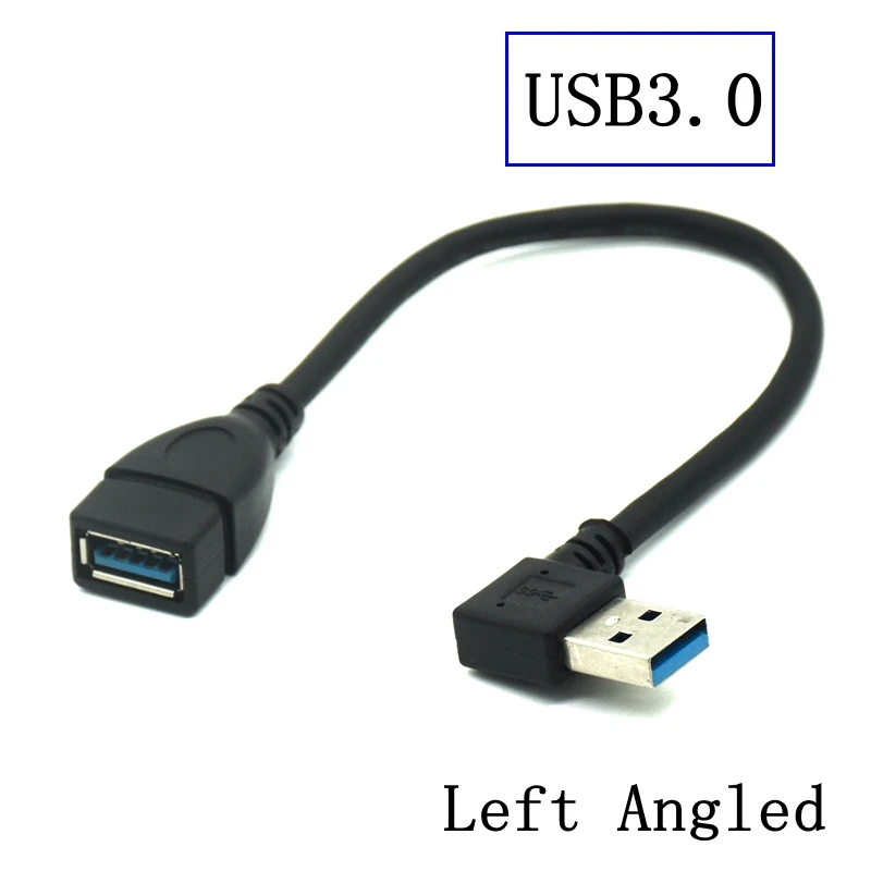 90 Degree Right & Left Elbow Super High Speed USB 3.0 Male To Female Cable Extension 15cm