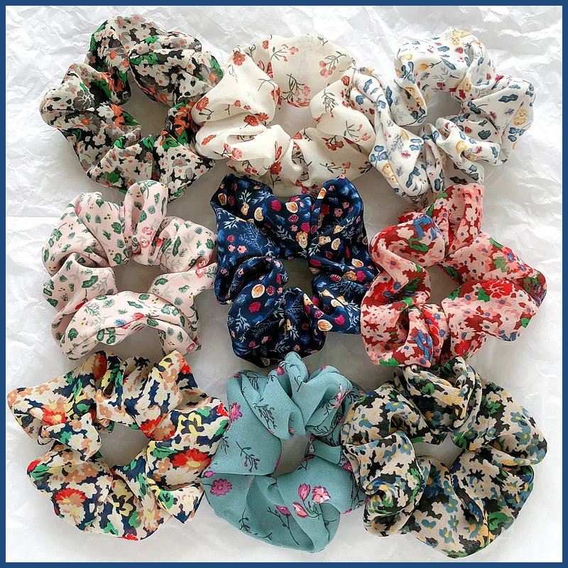 Neue Vintage floral Stoff haar seil haar scrunchie mädchen wald frauen Elastische Haarband Pferdeschwanz Halter Haar Krawatte Gum Zubehör