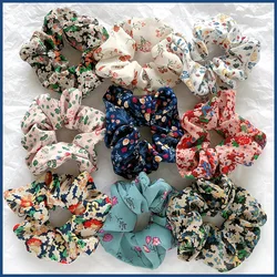 New Vintage floral Fabric hair rope hair scrunchie girl forest women Elastic Hair Band Ponytail Holder Hair Tie Gum Accessories