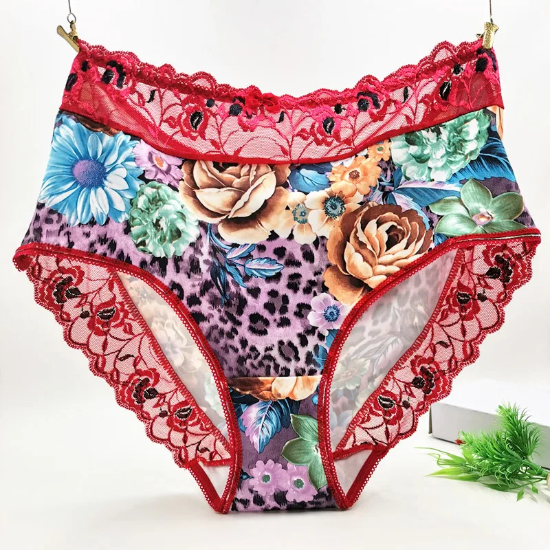Slips Vrouw Ondergoed Plus Size 6XL Mode Sexy High-End Luxe Kanten Lingerie Hollow Bloemen Vrouwen Slipje