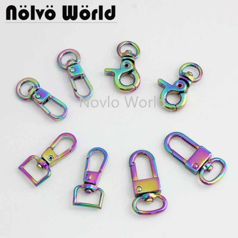 

Nolvo World 5-20-100pcs 4 size 8mm 9mm 12mm rainbow metal buckle bag clasps lobster small swivel trigger clips for keychain