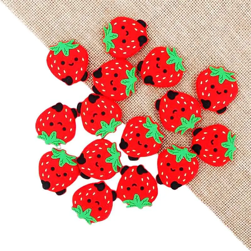 Chengkai 50pcs Silicone Strawberry Shape Beads DIY Baby Infant Pacifier Teething Making Necklace Sensory Toy Food Grade Beads