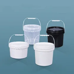 Empty 5L Plastic Bucket with Handle and Lid Leakproof Round storage container Food Grade Polypropylene pail 2PCS